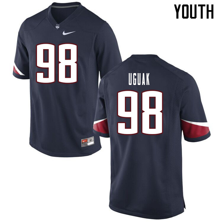 Youth #98 Lwal Uguak Uconn Huskies College Football Jerseys Sale-Navy - Click Image to Close